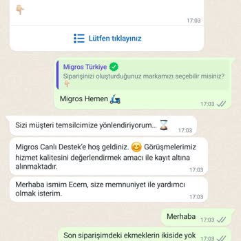 Migros Hemen Eksik Siparişi Tamamlamıyor