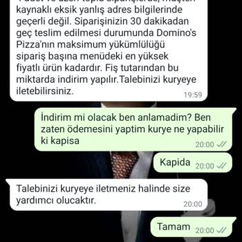 Domino's 1.5 Saat Bekletip Siparişi İptal Etti