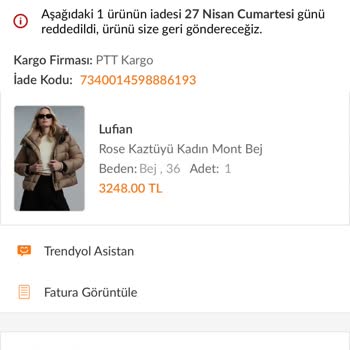 Lufian Trendyol Sorunlu Ürünü İade Almıyor