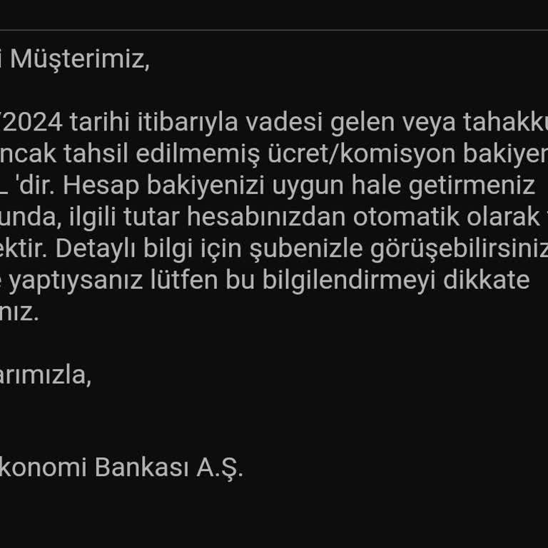 TEB Kullanılmayan Hesap İçin Havadan Para İstiyor