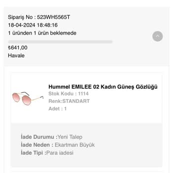 Dünyagöz Optik Dünya Göz Hastanesi Optik (Ademur Optik) İademi Yapmıyor