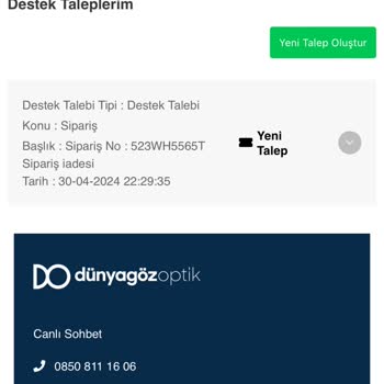 Dünyagöz Optik Dünya Göz Hastanesi Optik (Ademur Optik) İademi Yapmıyor