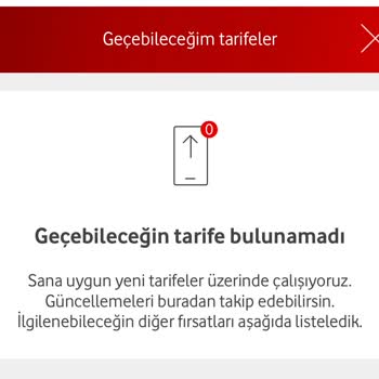 Vodafone Tarife Seçeneği Sunmuyor