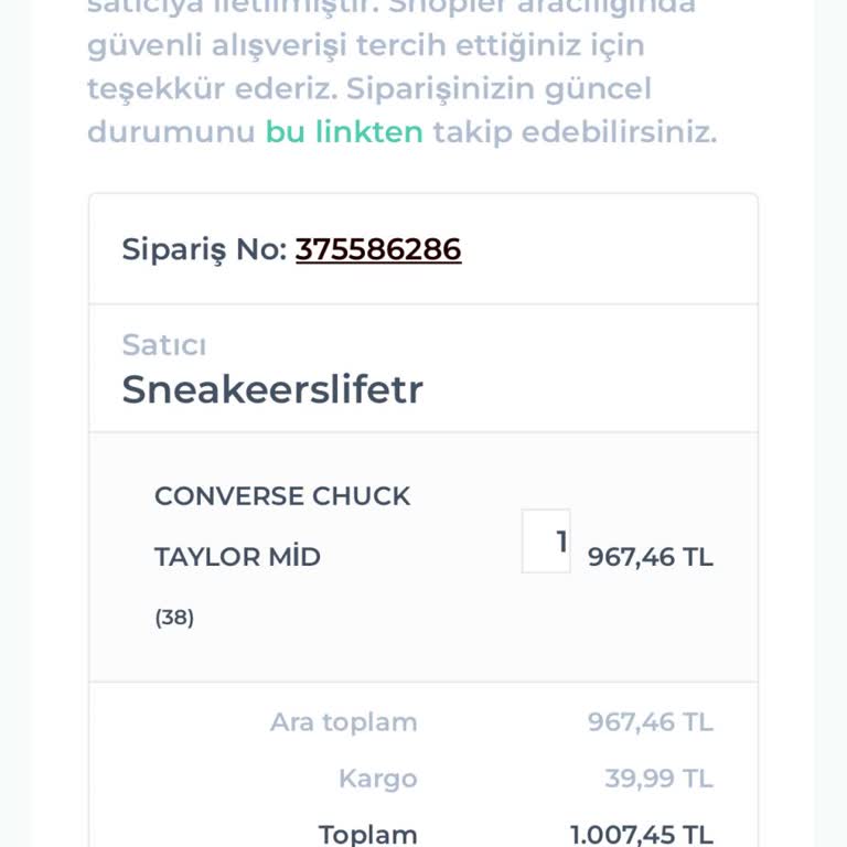 Sneakerslifee.tr Ürünü Göndermedi