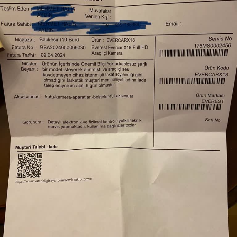 Vatan Bilgisayar İade Kabul Etmiyor