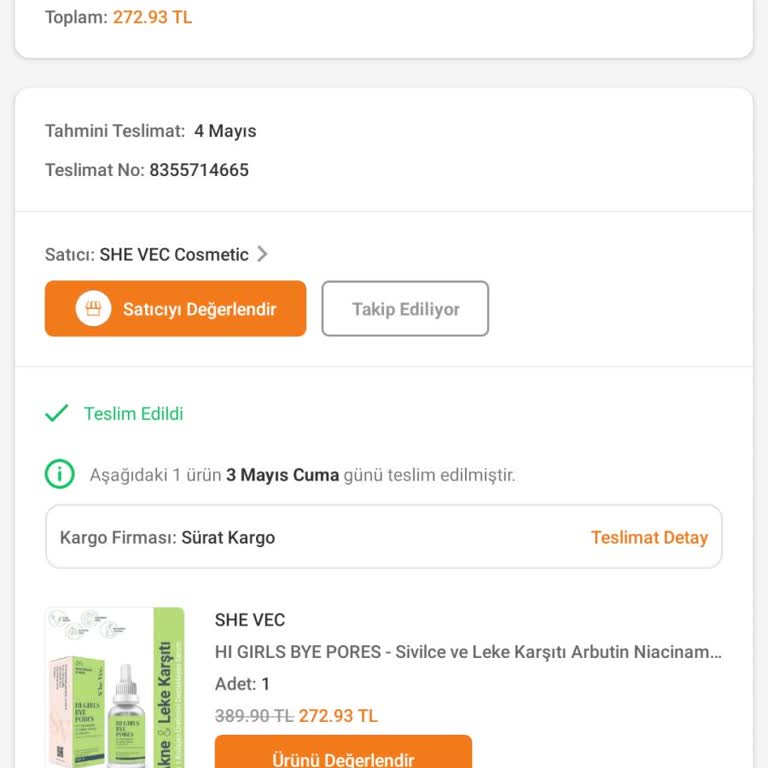 Trendyol Acil Dönüş Bekliyorum.