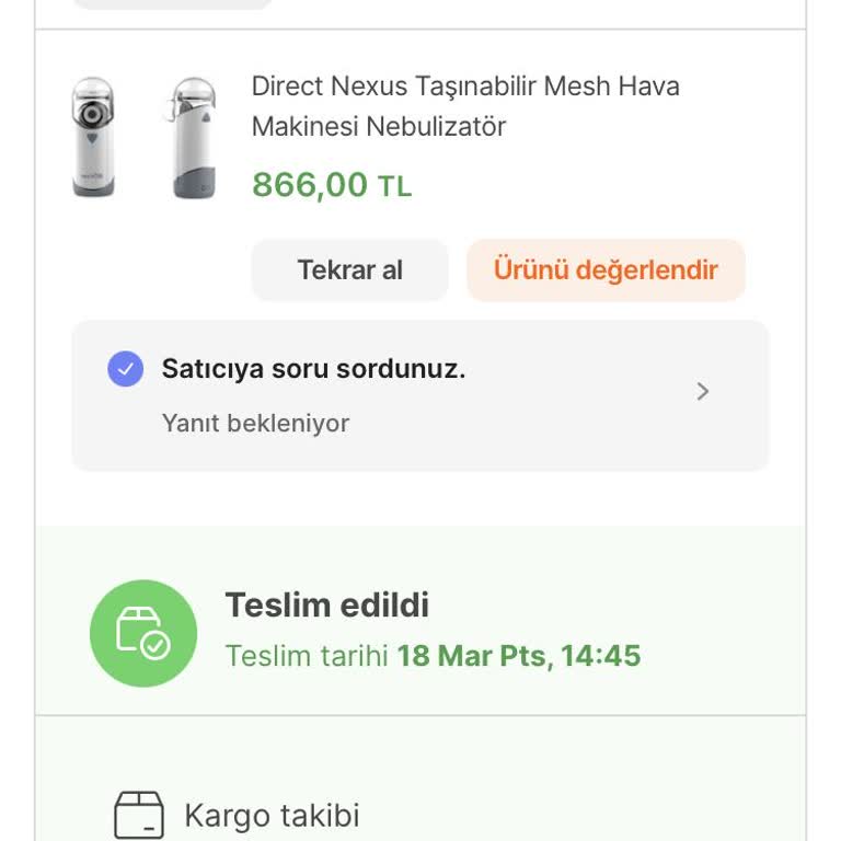Hepsiburada Direct Nexus Taşınabilir Mesh Hava Makinesi Nebülizatör