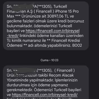 Turkcell Financell Kullanmadığım Bir Kredi İçin Ödeme İstiyor...