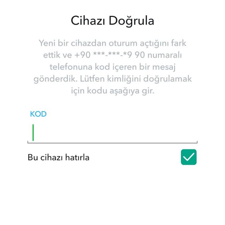 Snapchat Hesabıma Giremiyorum Şifrem Doğru Ama SMS Kodu İstiyor