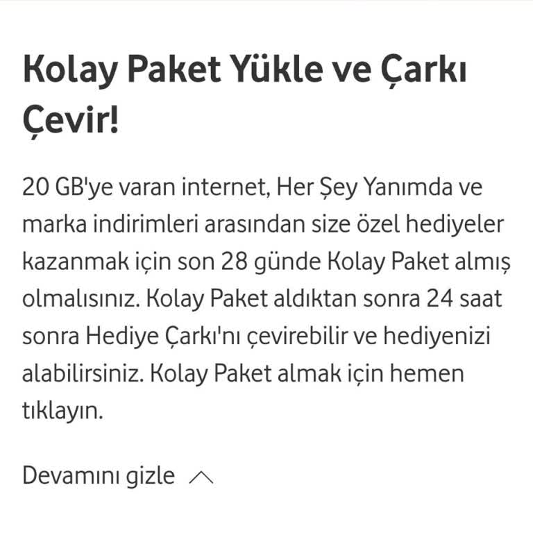 Vodafone Paket Yüklememe Rağmen Çark Çeviremiyorum