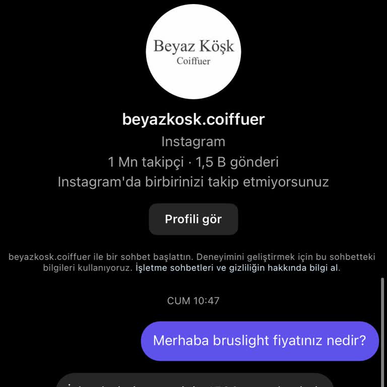 Beyaz Köşk Coiffeur (Ersin Pekdemir) Fiyat Yanıltması Yapıyorlar
