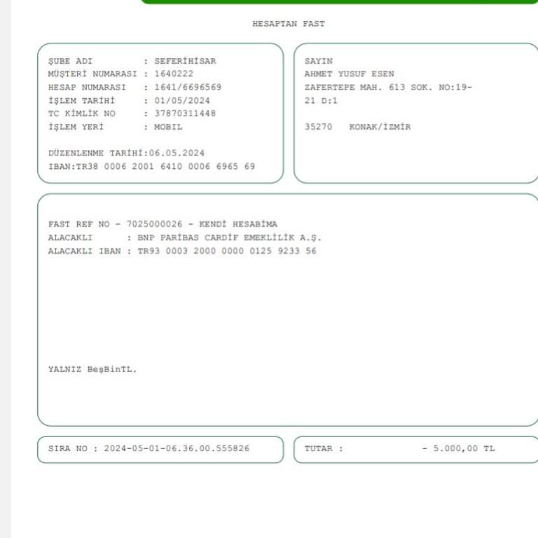BNP Paribas Cardif Emeklilik Yanlışlıkla Gönderilen Fonların İadesi Talebi
