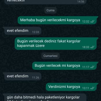 Betül Babacan Butik Ürünüm Söylenildiği Tarihte Kargoya Verilmedi