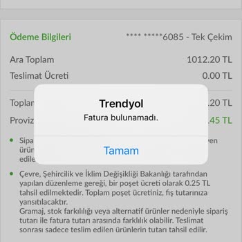 Trendyol Hızlı Market Fatura Sisteme Otomatik Yüklenmediği Gibi İstendiğinde De Verilmiyor.
