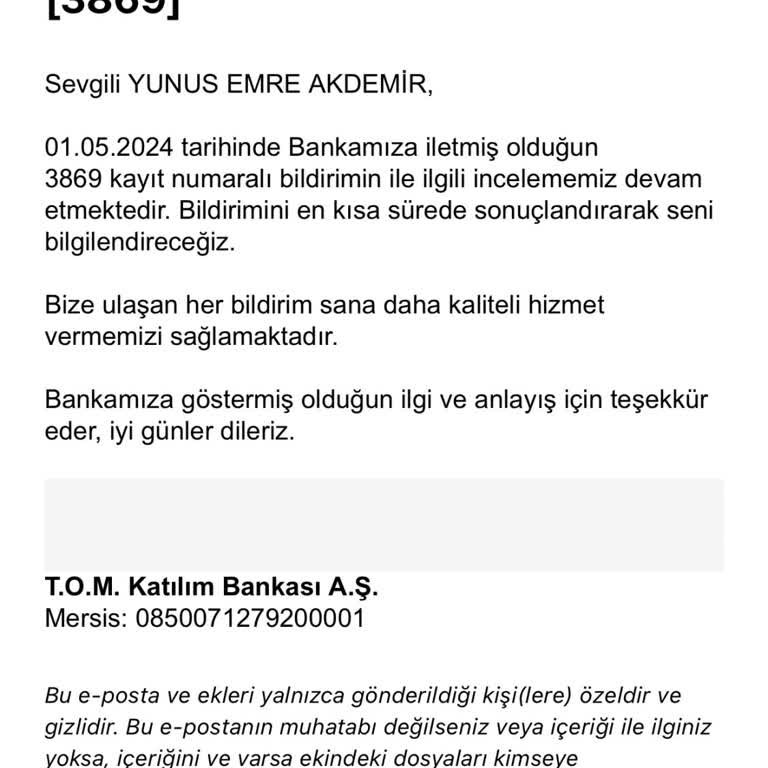 Tom Pay Hadi Hesabımın Şifresini Unuttum