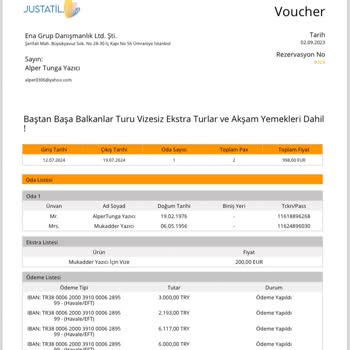 Justatil.com Justatil İade Edilmeyen Tur Ücreti 25000 TL