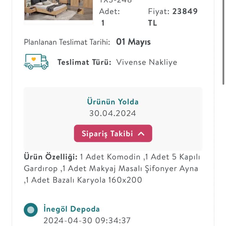 Vivense Teslim Edilmeyen Ürün