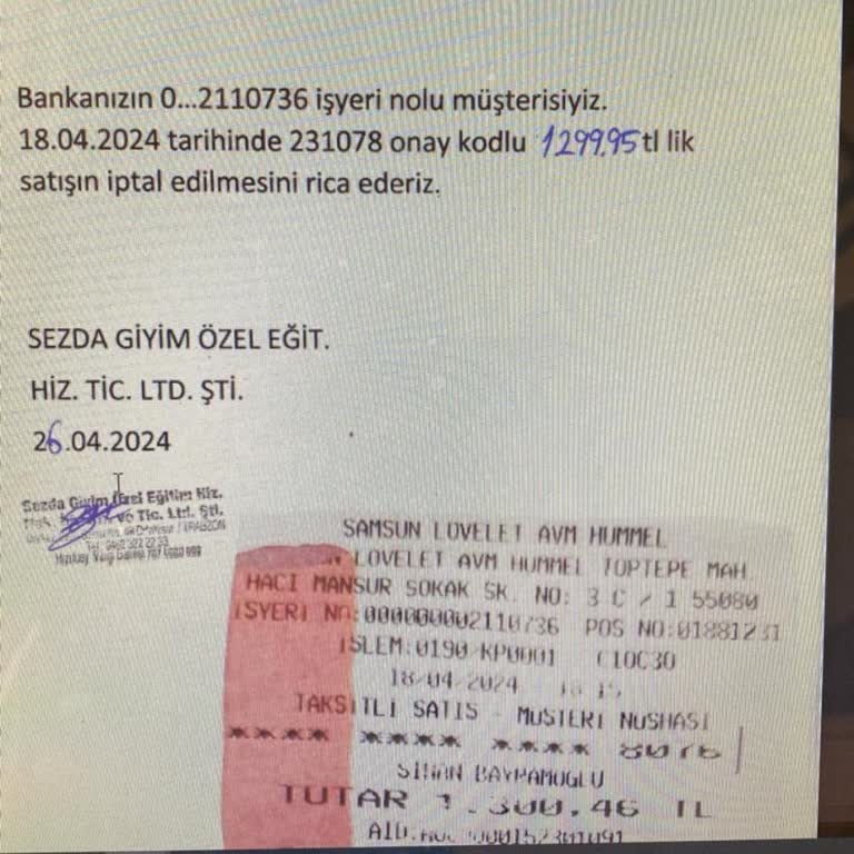 Hummel Sezda Giyim Firmasının Geri Ödeme Yapmaması