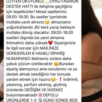 Öykü Fashion İade Yapmıyorlar Mesajlara Yanıt Alamıyorum!