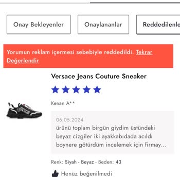 Boyner Ürün Hakkındaki Yorumumu Kötü Bulduğu İçin Reddetti