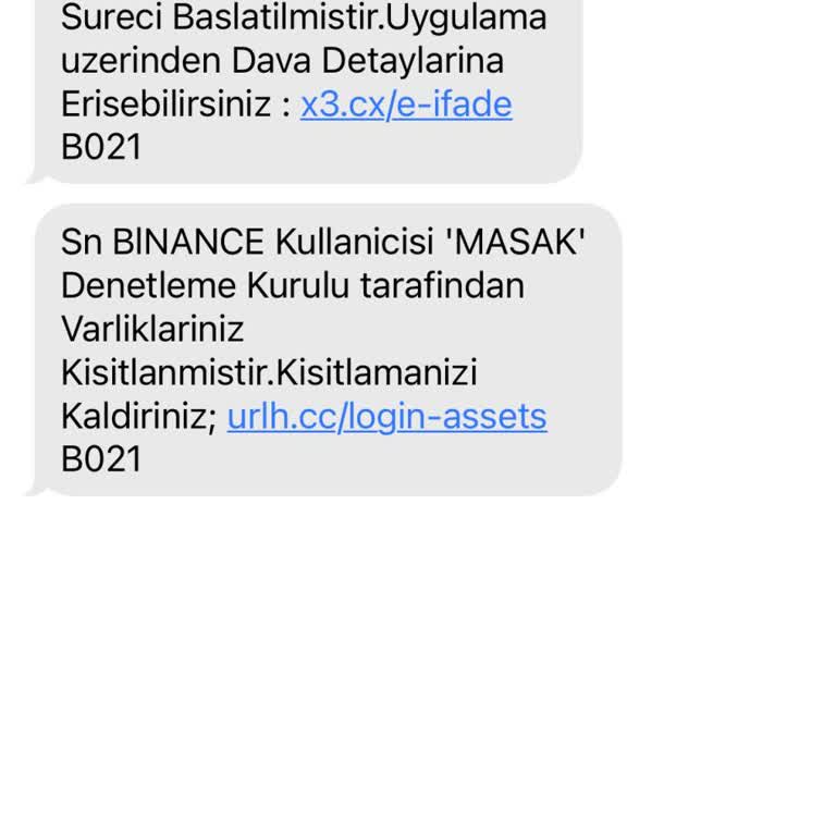 Binance Hesabının Kapatıldığına Dair Gönderilen Mesajlar