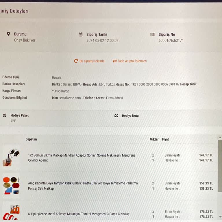 Emalzeme.com Ürün Siparişi!