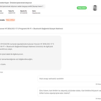 Hepsiburada Ürün İptal Edememe