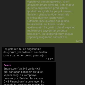QNB Finansbank Enpara.com 3+3 Taksitlendirme Sorunu