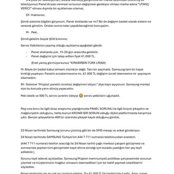 Samsung 8K - QLED Televizyon Panel Arızası