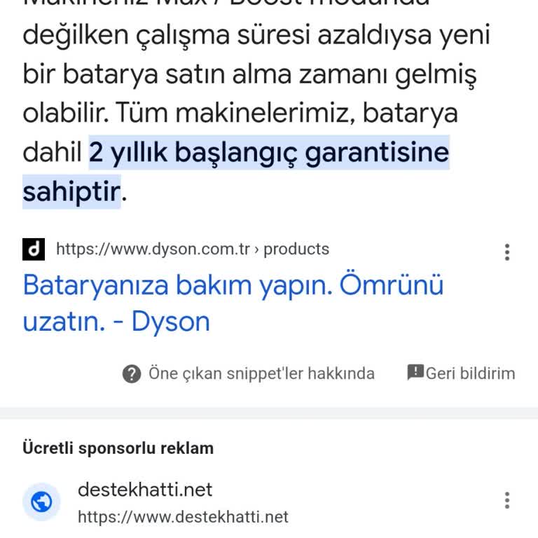 Dyson V8 Batarya Garanti Sorunu