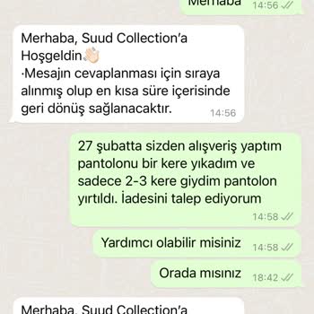 Suud Collection İade Kabul Etmiyor