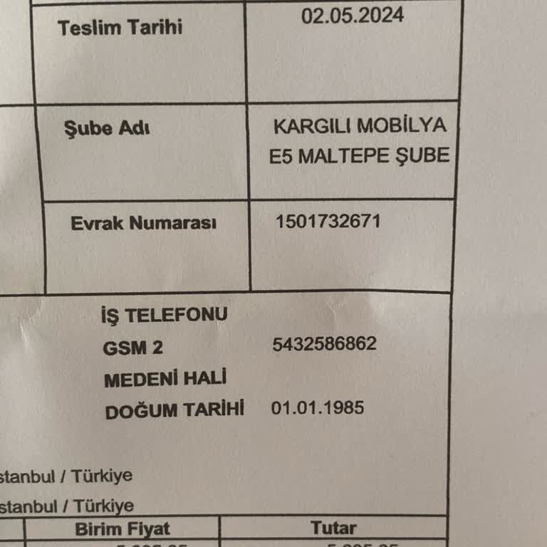 Doğtaş Maltepe Kargılı Mağazası Şikayet