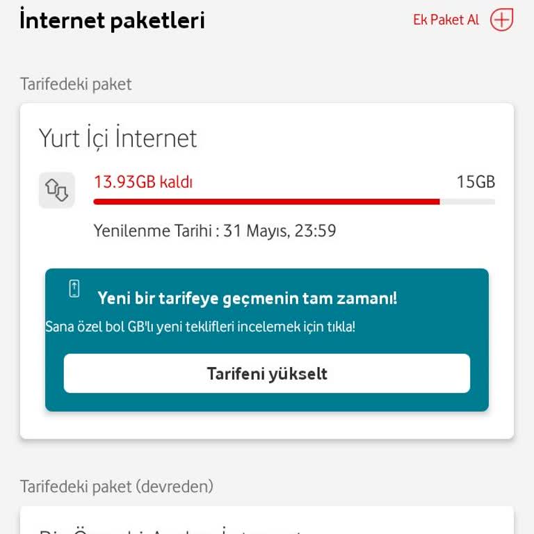 Vodafone Devreden İnternet Paketim Doğru Kullanılmıyor