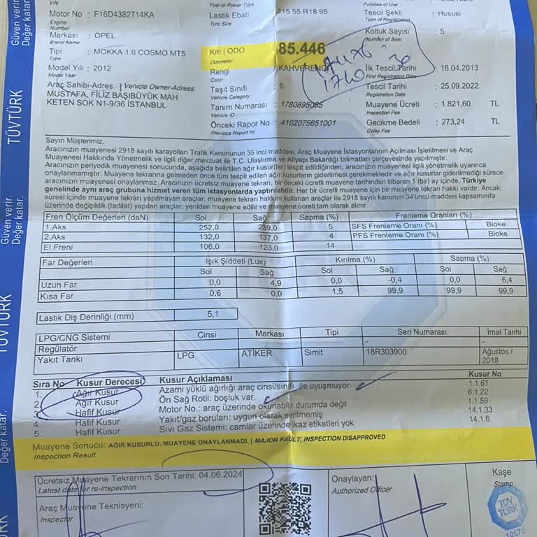 Opel Uygunluk Belgesi Veremiyor