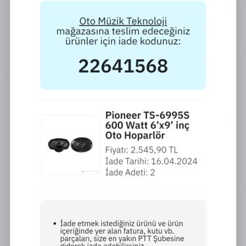 Epttavm Oto Müzik Teknoloji Mağazası Sipariş Sorunu