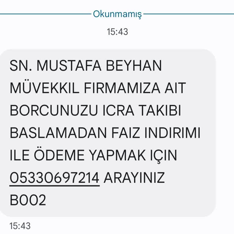 Metka Hukuk (SMS) Yanıltıcı İcra Takibi Mesajlarına Karşı Mağduriyetim