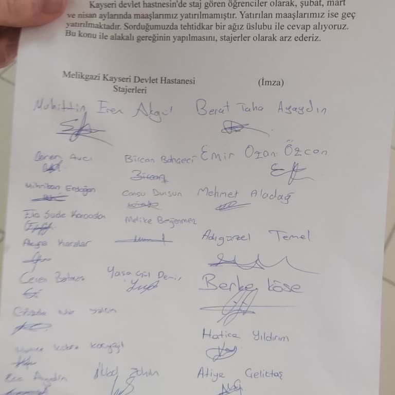 Kayseri Devlet Hastanesinin Ödemediği Staj Ücretleri Hk.