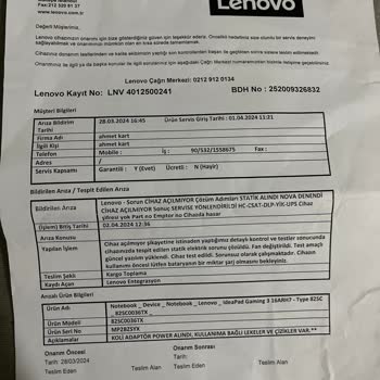 Lenovo Bilgisayar Statik Elektrik Sorunuyla Boğuşan Lenovo Gaming PC