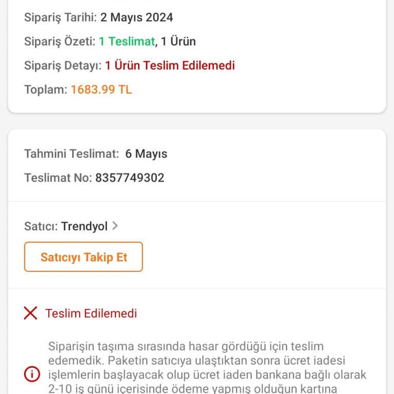 Trendyol İndirimli Ürünlerin Ulaşmaması
