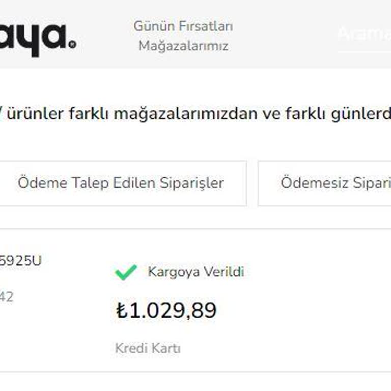 Çetinkaya Web Sitesinden Gönderilmeyen Ürün