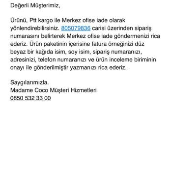 Madame Coco Ve PTT Kargo İade Sorunu