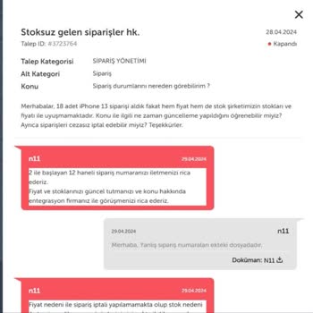 N11 İPhone 13 Ücreti Ödendiği Halde Sipariş İptal Edildi