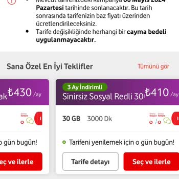 Vodafone Tarife Yenileme Sorunu