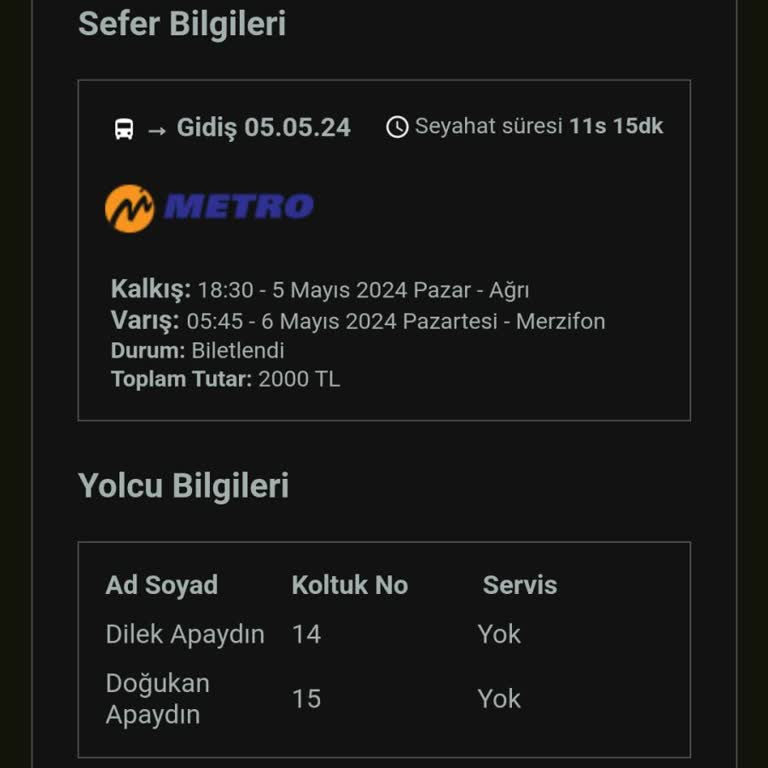 Enuygun Sitesi Ve Metro Turizm Yanlış Bilgi İle Yolcu Alıyor