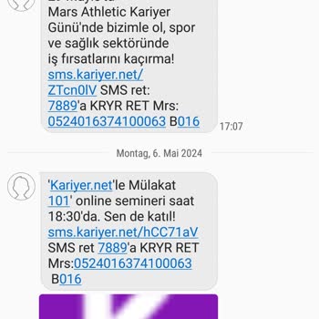 Kariyer Net Bana Talep Ettiğim SMS'ler Atıyor