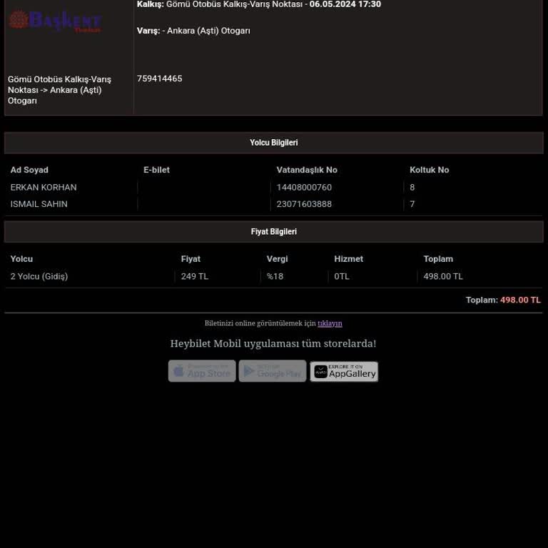 Başkent Turizm Para İade Talebi