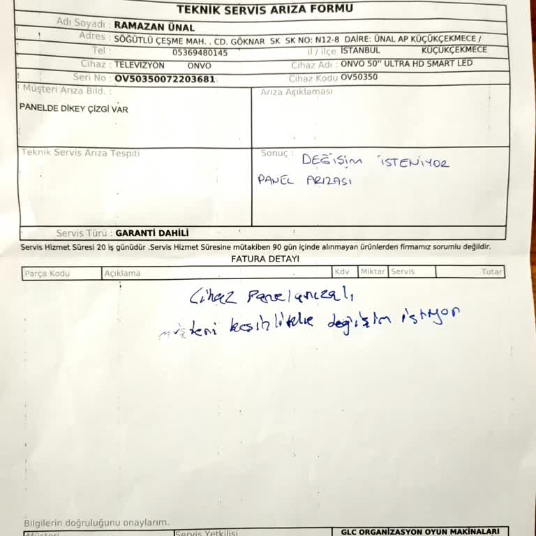 Onvo Tüketici Rica Sı