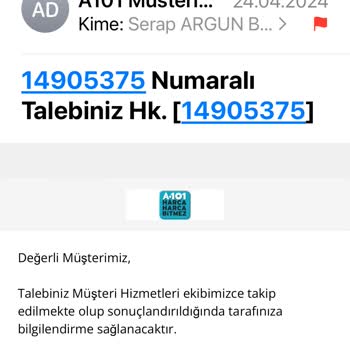 A101 Hatalı Sipariş - Para İade Yapılmaması