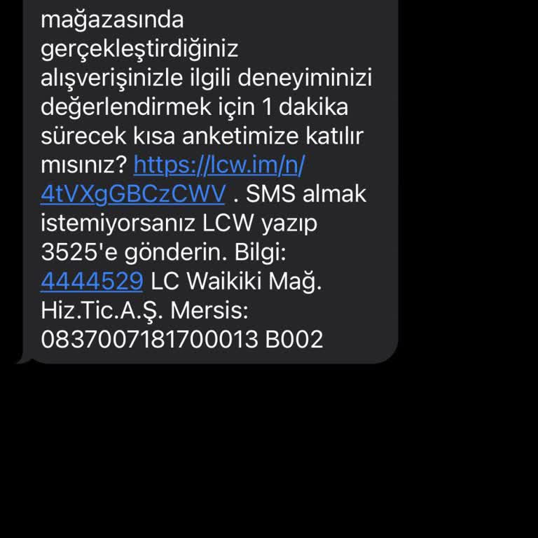 LCW Hatalı Mesaj