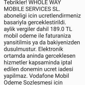 Vizyon Elektronik Whole Way Mobile Services Sl. Abonelik Yansıtılması